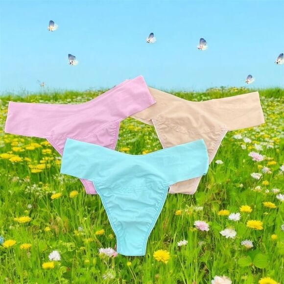 NWOT New Set of Three (3) Hanky Panky Thong Underwear Mint Green/Pink/Nude XS - Picture 1 of 12